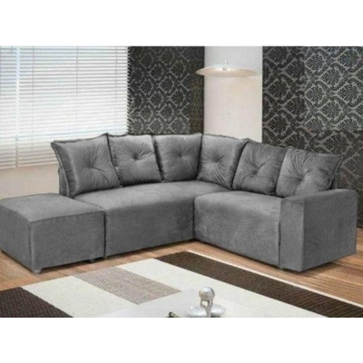 LEA SOFA DE CANTO TAITI 2X3 C/ PUF 803 CINZA